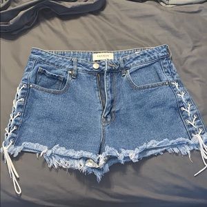 Pacsun lace up jean shorts